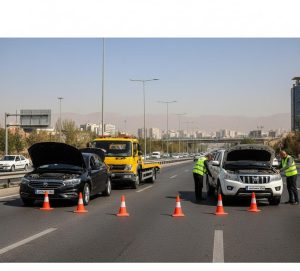 خودرو KMC در حال امداد کنار بزرگراه تهران