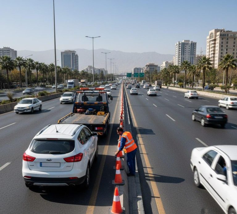 امداد خودرو جک S5 متوقف شده در حاشیه بزرگراه در ایران