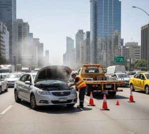 امداد خودرو جک J4 با موتور جوش آورده در ترافیک شهری