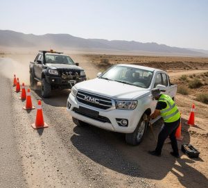امداد خودرو KMC T9 گیر کرده در حاشیه جاده خاکی نزدیک تهران