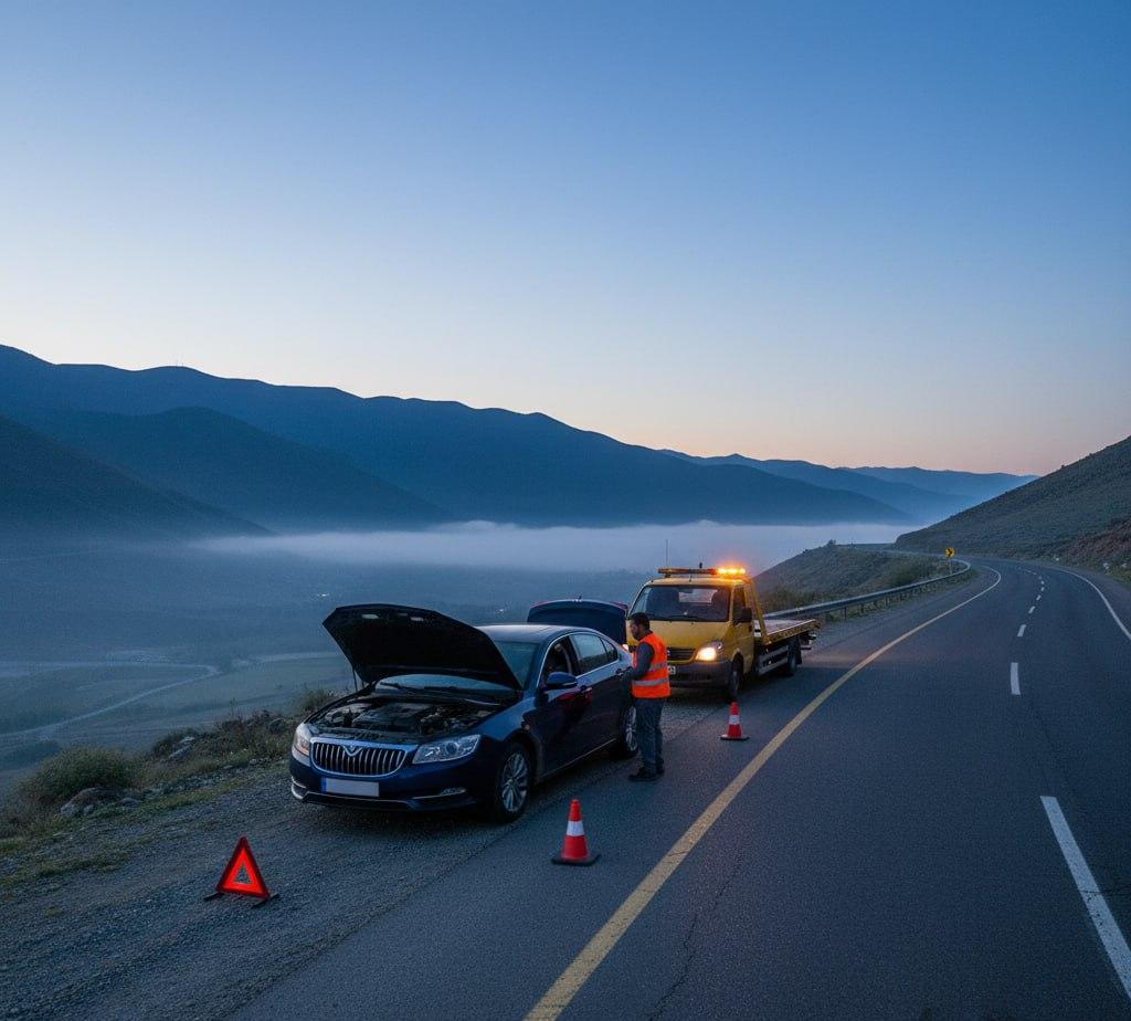 امداد خودرو لیفان 820 خراب شده در جاده بینشهری کوهستانی